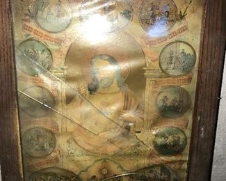 19th Century religious lithograph, as-is $25