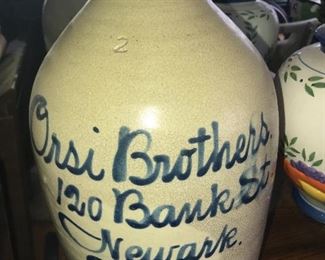 Orsi Brothers stoneware jug, minor damage to handle $125