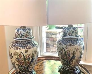pair of Ginger Jar lamps, approx. 18” tall (plus shades)