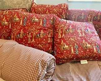 Waverly pillows & custom queen size Waverly bedspread & bedskirt