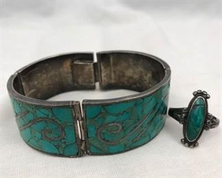 Sterling Turquoise Bracelet and Ring