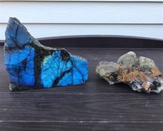 Very Large Labradorite and Fluorite Specimens