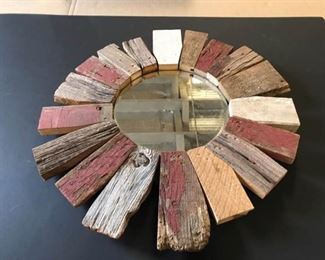 Colorful 10 Mirror Surrounded by Barnwood