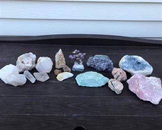 Blue Celestite, Amethyst, Citrine, Sunstone, Rose Quartz