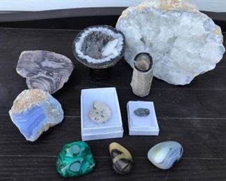 Malachite, Septarian, Fossils, Blue Lace Agate, Petrified Wood, Geodes