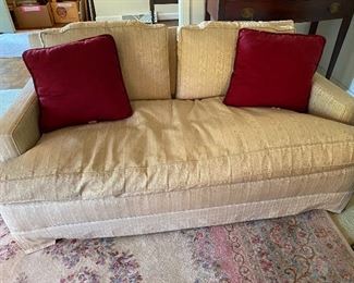 Custom Upholstered love seat with down cushions.  Have two of these