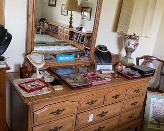 Pecan Thomasville dresser and mirror