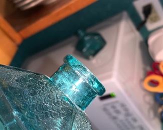 PLL #123 - Pair of Blue Glass  @ $5 pair  - Damage to top on one