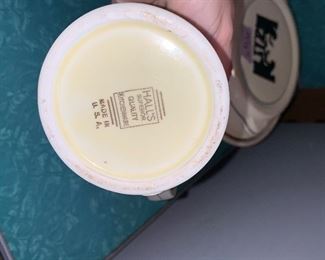 PLL #128 - HALL 'S Kitchenware Mug & Casserole Dish Bowl-  Art Deco ~TAVERN SILHOUETTE Scene~ @ $15