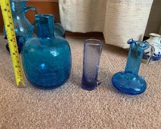 PLL #146 - Blue Crackled Vase  @ $7 / Handled Shot Glasses  @ $5 
