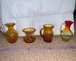 PLL #167 Assorted Colored Glass  Pitchers (Pilgrim Glass) @ $5 ea 