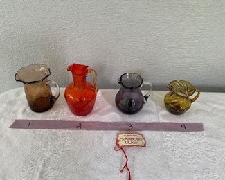 PLL #168 Assorted Colored Glass  Pitchers (Pilgrim  & Cranberry Glass) @ $5 ea 