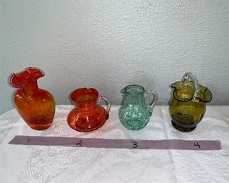 PLL #169 Assorted Colored Glass  Pitchers Vases (Pilgrim  & Cranberry Glass) @ $5 ea 