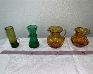 PLL #171 Assorted Colored Glass  Pitchers Vases (Pilgrim  & Cranberry Glass) @ $5 ea  