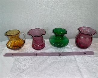 PLL #172 Assorted Colored Glass  Pitchers Vases (Pilgrim  & Cranberry Glass) @ $5 ea  