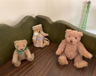 PLL #180 COLLECTION OF THREE SMALL PLUSH BEAR @ $5ea - Green Bow - SOLD