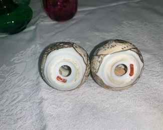 PLL #183 PORCELAIN SALT & PEPPER SHAKERS - ASIAN MOTIF @ $8 PAIR 
