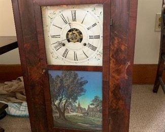 PLL #209 Daniel Pratt & Sons Boston - Antique Clock with Reverse Painting - $250