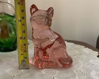 PLL #218 Fenton Pink Glass Cat 