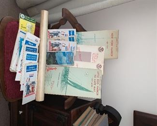 PLL #247 VINTAGE NAUTICAL MAPS @ $10 EA / VINTAGE ROAD MAPS @ 10 EA 
