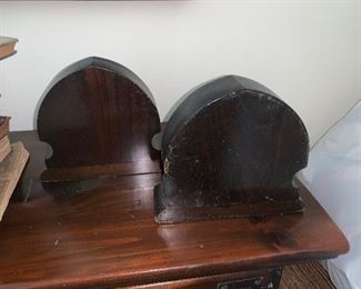 PLL #257 Wood Bookends with parquetry inlay  @ $30 pair  
