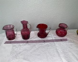 PLL #288 Assorted Colored Glass  Pitchers Vases (Pilgrim  & Cranberry Glass) @ $5 ea 