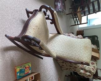 PLL #309 Victorian Rocker @ $100 - Damage to back leg- Easy Repair 