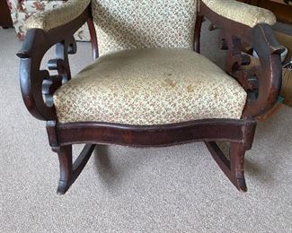 PLL #309 Victorian Rocker @ $100 - Damage to back leg- Easy Repair 