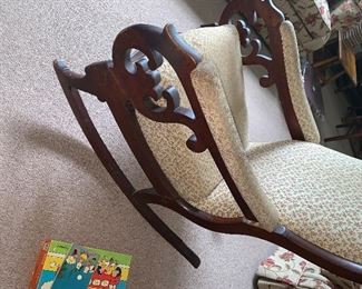 PLL #309 Victorian Rocker @ $100 - Damage to back leg- Easy Repair 