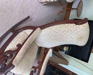 PLL #309 Victorian Rocker @ $100 - Damage to back leg- Easy Repair 