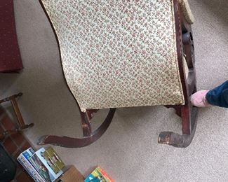 PLL #309 Victorian Rocker @ $100 - Damage to back leg- Easy Repair 