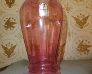 PLL #603  Pilgrim Cranberry Glass Vase  @ $10