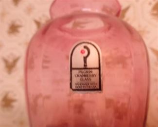 PLL #603  Pilgrim Cranberry Glass Vase  @ $10