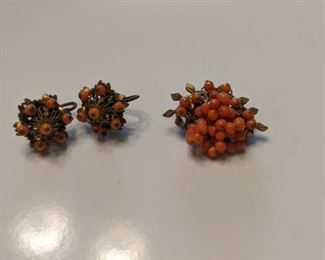 PLL #23 - Coral Earrings & Brooch $40
