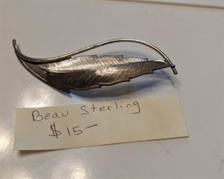 PLL #50 - Beau Sterling Silver Leaf Brooch $15