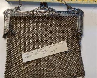 PLL #49 - German Silver Mesh Purse (minor repair needed by hinge) $45