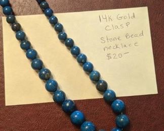 PLL #59 - 14K Gold Clasp Stone Bead Necklace $20