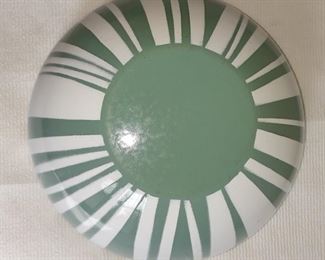 Lot 17:
Katherine Holm MCM mid-century modern Scandinavian green white striped bowl 