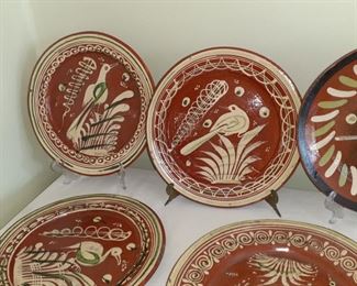 Lot 29: $100
Exceptional set (10) large vintage 1930/1940 red ware Mexican plates 
Mug