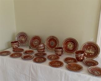Lot 30:  $125
Antique vintage 1930/1940 red ware Mexican plates and cups 
13 small 
5 Medium 
8 mugs 