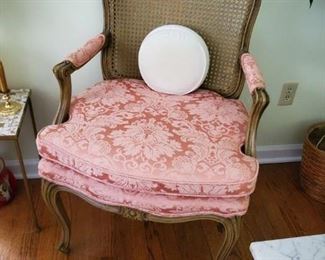 Cane back jacquard side chair  36Hx25Wx20D $100
