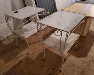 Pair of mid-mod outdoor tables $60