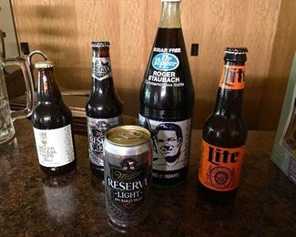 Collectible bottles including Roger Staubach Dr Pepper