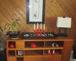 Teak Workbench Media Center, Lamps, Wall Decor & More