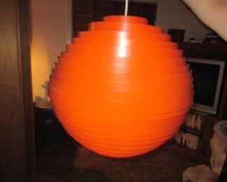 Mid-Century Modern Orange Metal Hanging Danish Light 