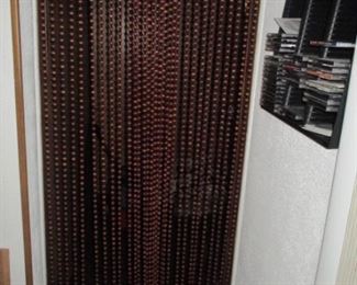 Vintage Wood Beaded Door Curtain Screen Divider 1970s