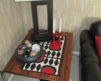 Mid Century Modern Rosewood and Chrome Coffee Table With Matching End Table ~ Maurice Villency Leather MCM Black Sofa with Matching Chair
