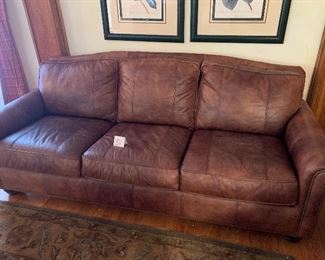 #9 - $1000 - Bernhardt Leather Sofa - 90"W x 37"D x 36"H (to back of chair) x 20"H (to seat)