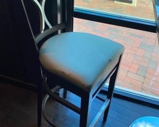 Wood Barstools with cream seats and foot rest