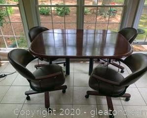 Blacksmith Shop Table and 4 Rolling Chairs